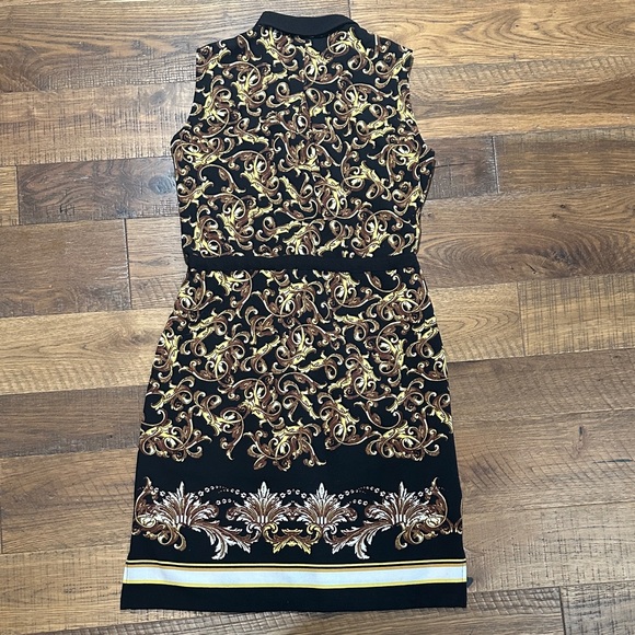 Jones New York Black Midi Dress with Gold and Brown Patterns - Picture 5 of 7